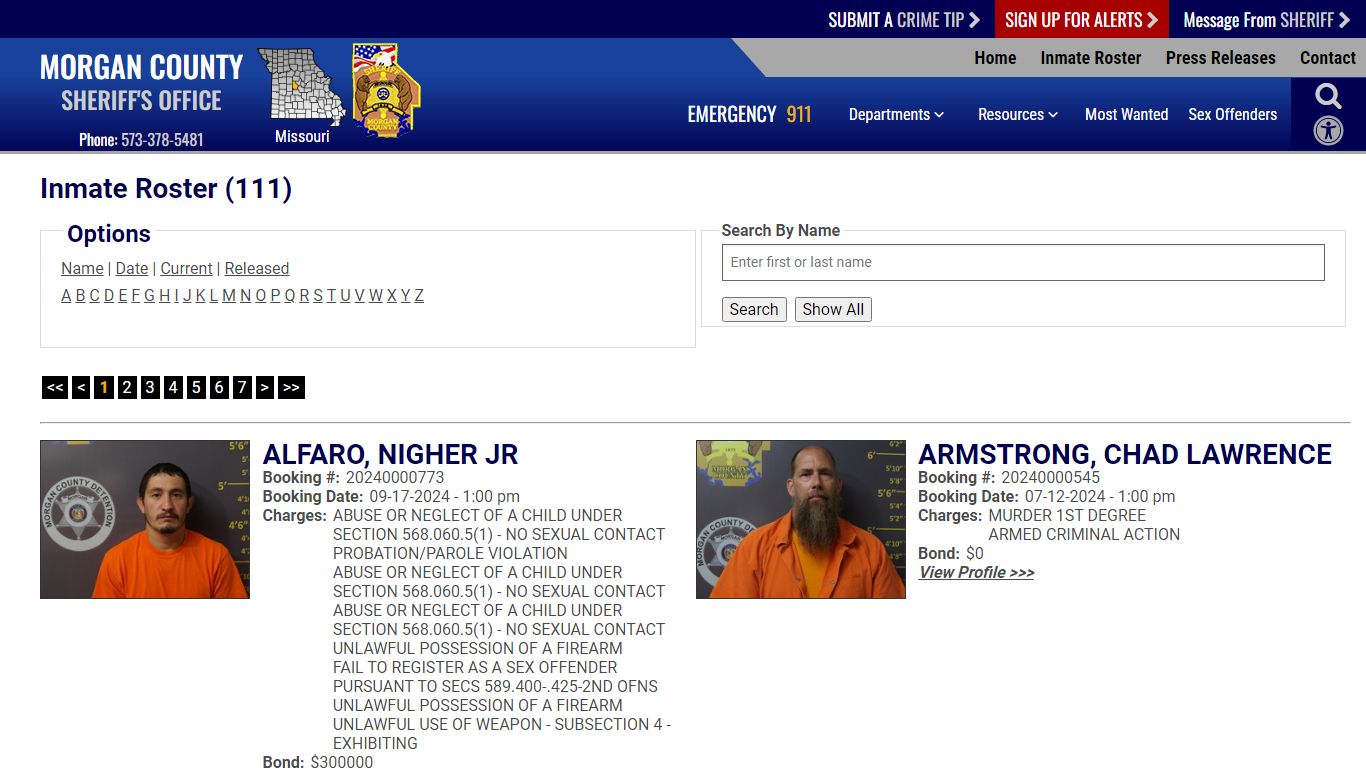 Inmate Roster - Current Inmates - Morgan County Sheriff MO